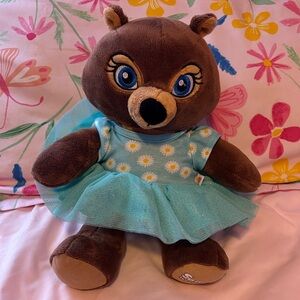 Build a bear Sammy the squirrel Brown Plush Bear with Blue Dress